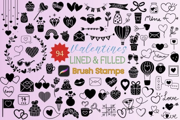 94 Valentines Procreate Brush Stamps: Your Design Toolkit