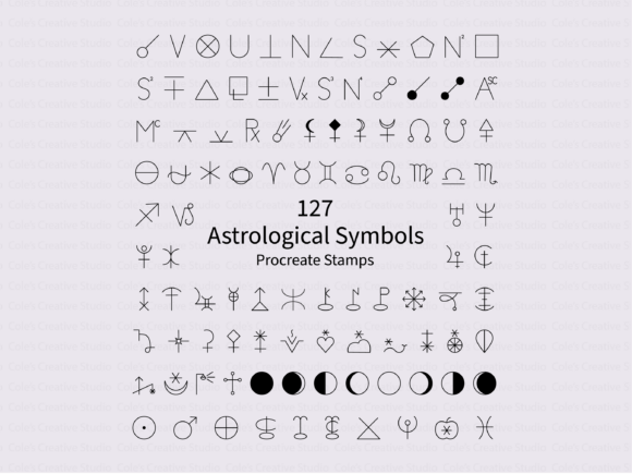 Elevate Your Brand with the 127 Astrological Symbols Brush Stamp