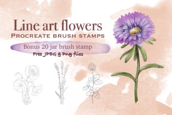 Line Art Flowers Procreate Brush Stamp: Effortless Botanicals