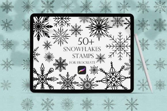 Unlock Winter Magic with Snowflakes Procreate Stamps