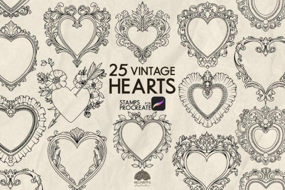 Vintage Hearts Procreate Stamp Brushes: A Designer's Toolkit